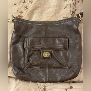Coach brown leather shoulder bag